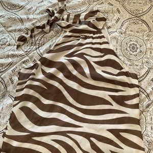 Brown and white zebra print top